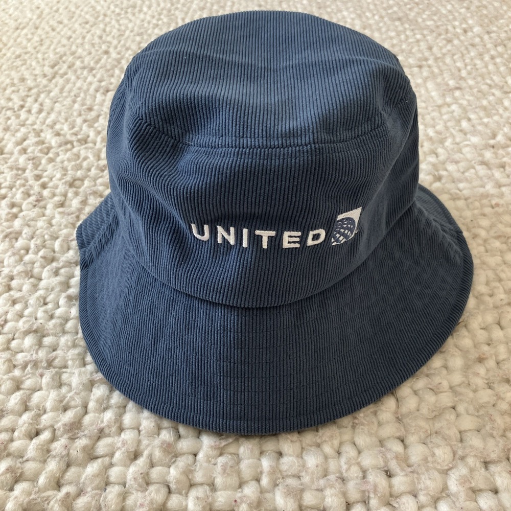United Airlines Corduroy Bucket Hat One Size Fits Most Navy